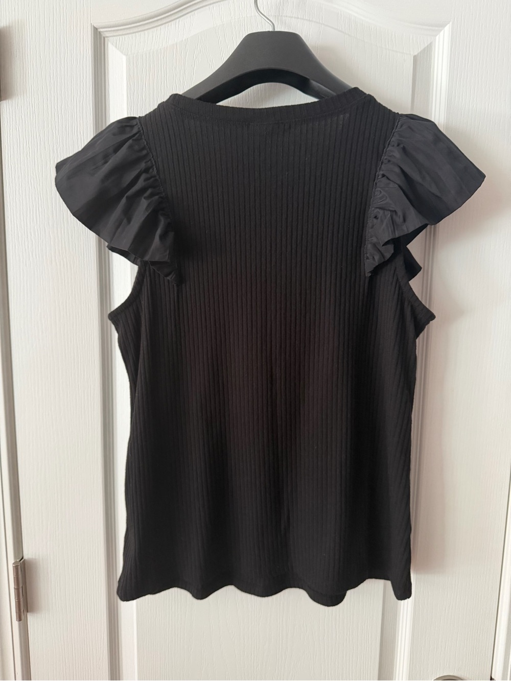 torrid Black Ribbed Tank with Ruffle Sleeves - Picture 2 of 5